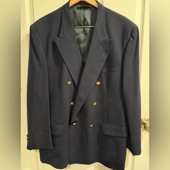 Stafford Wool Blazer w Gold Crest Buttons Lana Peinada 100% Worsted Wool - Picture 1 of 8